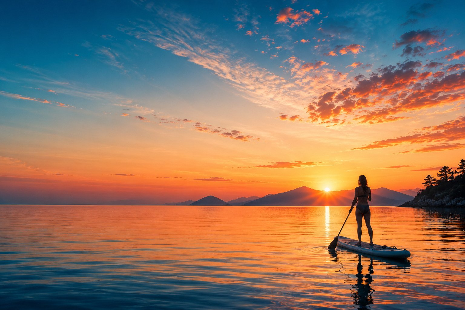 Home Stand up paddleboarding at sunrise on the Turkish coast
